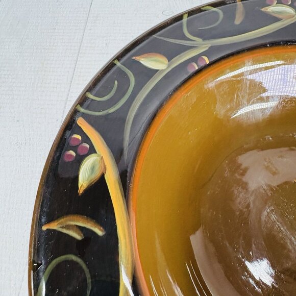 2003 Deb Hrabik For Demdaco CHOCOLATE BERRIES Ceramic Large Rim Soup Bowls Set 3 - Picture 12 of 16